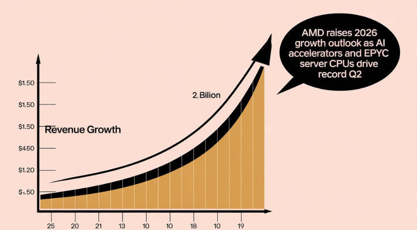 AMD Raises 2026 Growth Outlook as AI Accelerators and EPYC Server CPUs Drive Record Q2